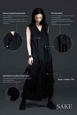 Silky Kimono Dress with Ribbons | SAKE