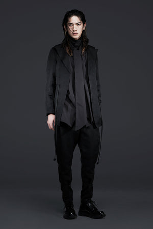 Black Shirt with Long Collar Tie
