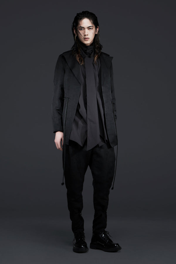 Black Shirt with Long Collar Tie