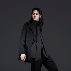 Code Pattern Jacket with Waist String Cipher