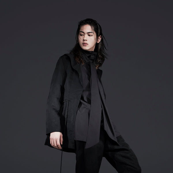 Code Pattern Jacket with Waist String Cipher