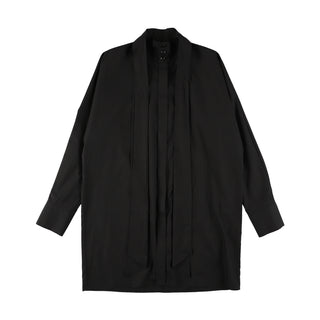 Black Shirt with Long Collar Tie