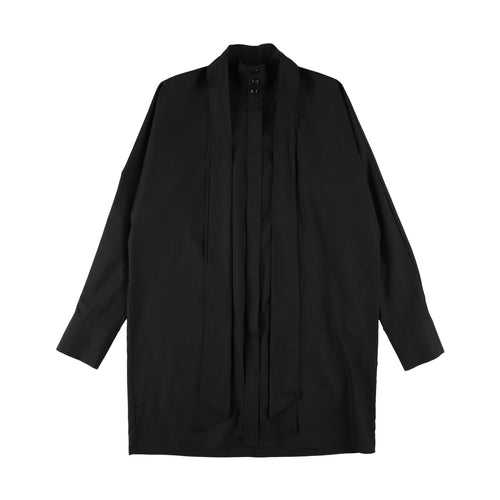 Black Shirt with Long Collar Tie