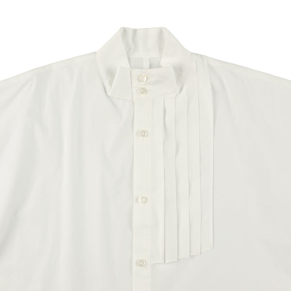 Pleated Collar White Shirt
